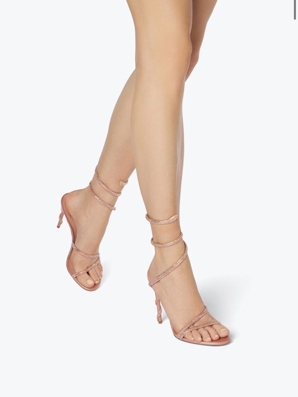 Rene Caovilla Margot Nude Satin Light Peach-Blush Rose - Picture 7 of 10